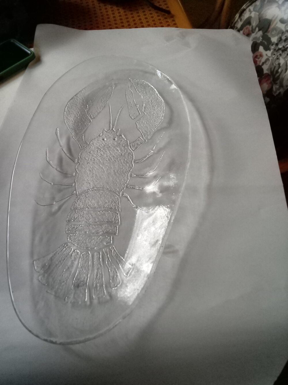 Vintage 1970s Kosta Boda Lobster Glass Platter by Göran Wärff, Swedish Art Glass
